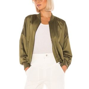 BB Dakota Olive Green Silky Bomber Jacket